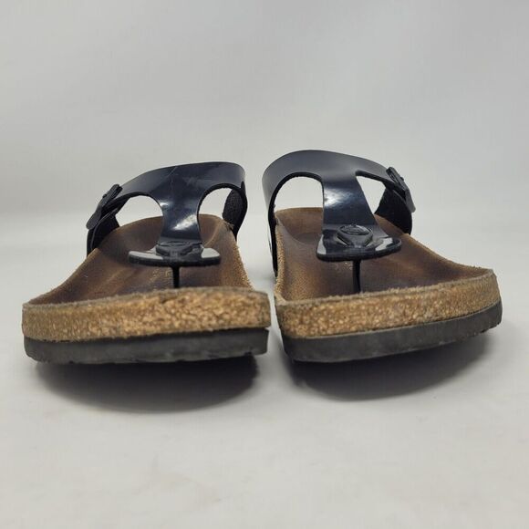 Birkenstock Sandals Womens EU39 US8 Gizeh Black Patent Leather Slides Comfort - Picture 3 of 10